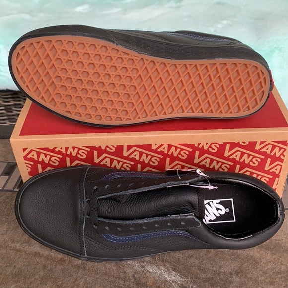 VANS OLD SKOOL LEATHER POP BLACK/DRESS BLUES WMNS - Picture 7 of 14